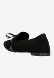 Wojas Black Velour Leather Loafers with Decorative Bow | 4500861