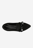 Wojas Black Velour Leather Loafers with Decorative Bow | 4500861