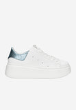 Wojas White Leather Wedges Sneakers with Blue Details | 4628576