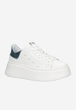 Wojas White Leather Wedges Sneakers with Blue Details | 4628576