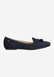 Wojas Dark Blue Velour Leather Loafers with Decorative Tassels | 4500167