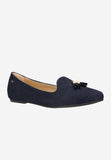 Wojas Dark Blue Velour Leather Loafers with Decorative Tassels | 4500167