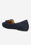 Wojas Dark Blue Velour Leather Loafers with Decorative Tassels | 4500167