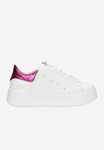 Wojas White Leather Wedges Sneakers with Pink Details | 4628575