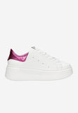 Wojas White Leather Wedges Sneakers with Pink Details | 4628575