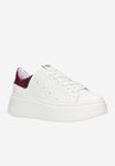 Wojas White Leather Wedges Sneakers with Pink Details | 4628575
