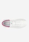 Wojas White Leather Wedges Sneakers with Pink Details | 4628575