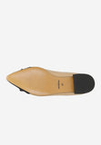 Wojas Beige and Black Leather Ballet Flats with Bow | 4629954