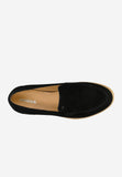 Wojas Black Velour Leather Loafers with a Brown Sole | 4629761