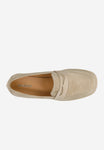 Wojas Beige Velour Leather Loafers | 4629664