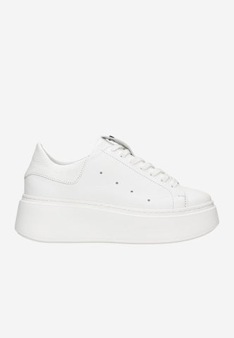 Wojas White Leather Wedges Sneakers | 4628559