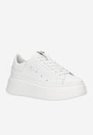 Wojas White Leather Wedges Sneakers | 4628559