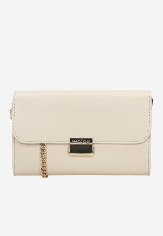 Wojas Light Beige Leather Crossbody Bag with Chain | 8029154