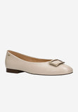 Wojas Beige Leather Ballet Flats with Golden Details | 4403154