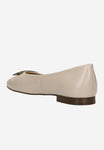 Wojas Beige Leather Ballet Flats with Golden Details | 4403154