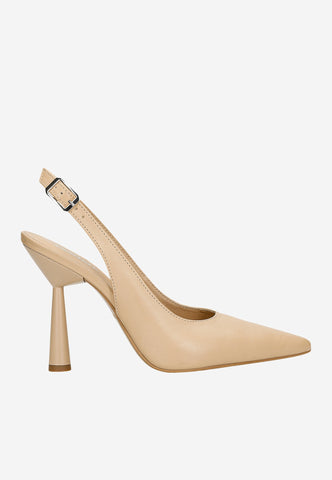 Wojas Beige Leather High Heels with Single Strap | 3513954