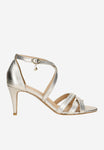 Wojas Golden Leather High Heels Sandals | 7606458