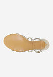 Wojas Golden Leather High Heels Sandals | 7606458