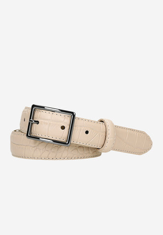 Wojas Women's Beige Leather Embossed Belt | 9310154