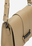 Wojas Dark Beige Leather Crossbody Bag with Decorative Chain | 8029754