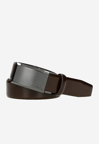 Wojas Dark Brown Leather Belt with Silver Buckle | 9310852