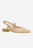 Wojas Beige Leather Flats with Double Strap | 4404654