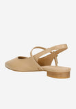 Wojas Beige Leather Flats with Double Strap | 4404654