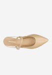 Wojas Beige Leather Flats with Double Strap | 4404654