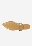 Wojas Beige Leather Flats with Double Strap | 4404654