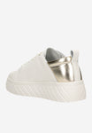 Wojas Light Beige Leather Sneakers with Golden Details | 4629154