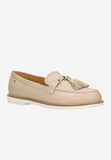 Wojas Beige Leather Loafers with Decorative Fringes | 4627154