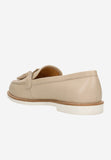 Wojas Beige Leather Loafers with Decorative Fringes | 4627154