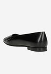 Wojas Black Leather Ballet Flats with Rivets | 4404451