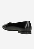 Wojas Black Leather Ballet Flats with Rivets | 4404451