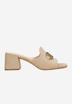 Wojas Beige Leather Heels with Golden Chain | 7411564