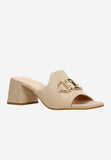 Wojas Beige Leather Heels with Golden Chain | 7411564