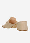 Wojas Beige Leather Heels with Golden Chain | 7411564