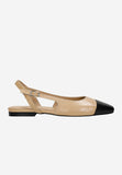 Wojas Beige and Black Leather Ballet Flats | 4403254