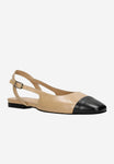 Wojas Beige and Black Leather Ballet Flats | 4403254