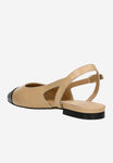Wojas Beige and Black Leather Ballet Flats | 4403254