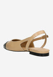 Wojas Beige and Black Leather Ballet Flats | 4403254
