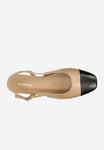Wojas Beige and Black Leather Ballet Flats | 4403254