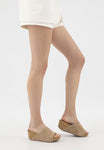 Wojas Beige Leather and Cork Platform Wedges Slide Sandals | 7402164