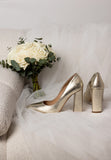 Wojas Golden Leather High Heels | 3503958