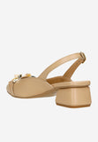 Wojas Beige Leather Pump Heels with Single Strap | 3514254