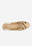 Wojas Beige Leather Pump Heels with Single Strap | 3514254