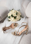 Wojas Golden Leather High Heels Sandals | 7618858