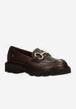 Wojas Brown Leather Loafers with Golden Decoration | 4626452