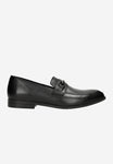 Wojas Black Leather Loafers with Metal Decoration | 1022451