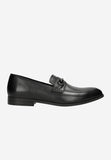 Wojas Black Leather Loafers with Metal Decoration | 1022451